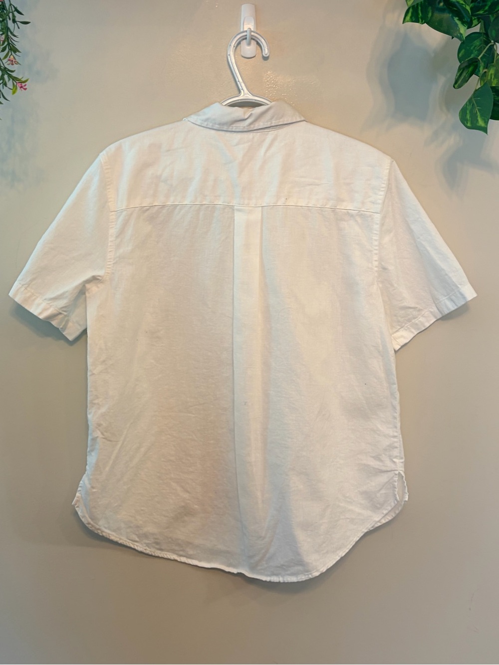 Linen Cotton Button Front Shirt White Coastal Minimalist Medium - Picture 6 of 6